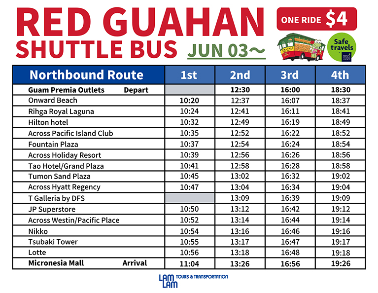 Bus Schedule Northbound Route