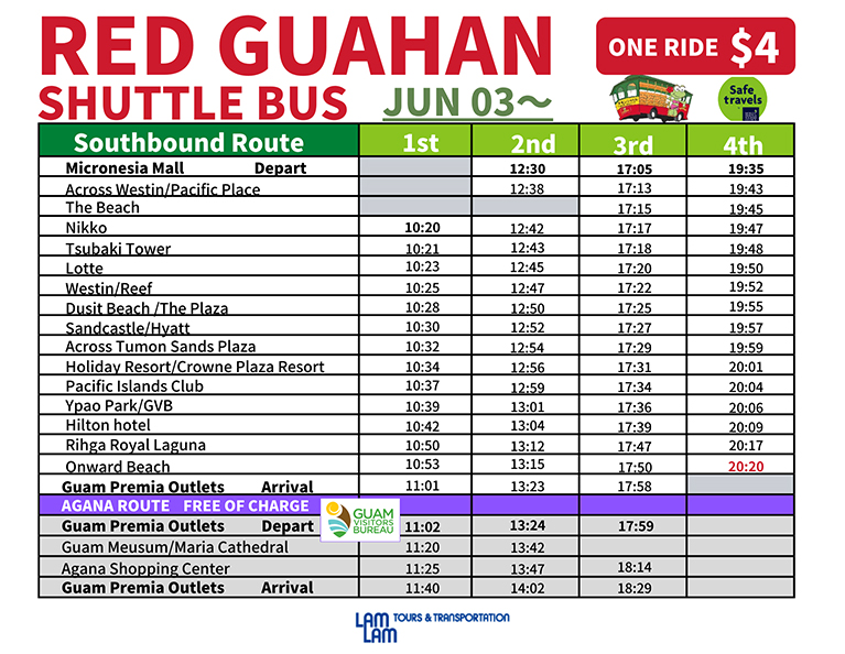 Bus Schedule Southbound Route